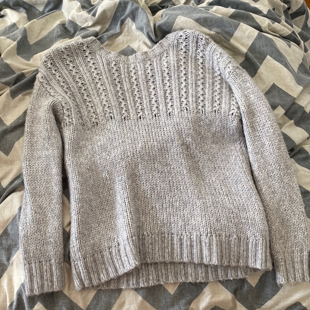 Grey deep v back sweater